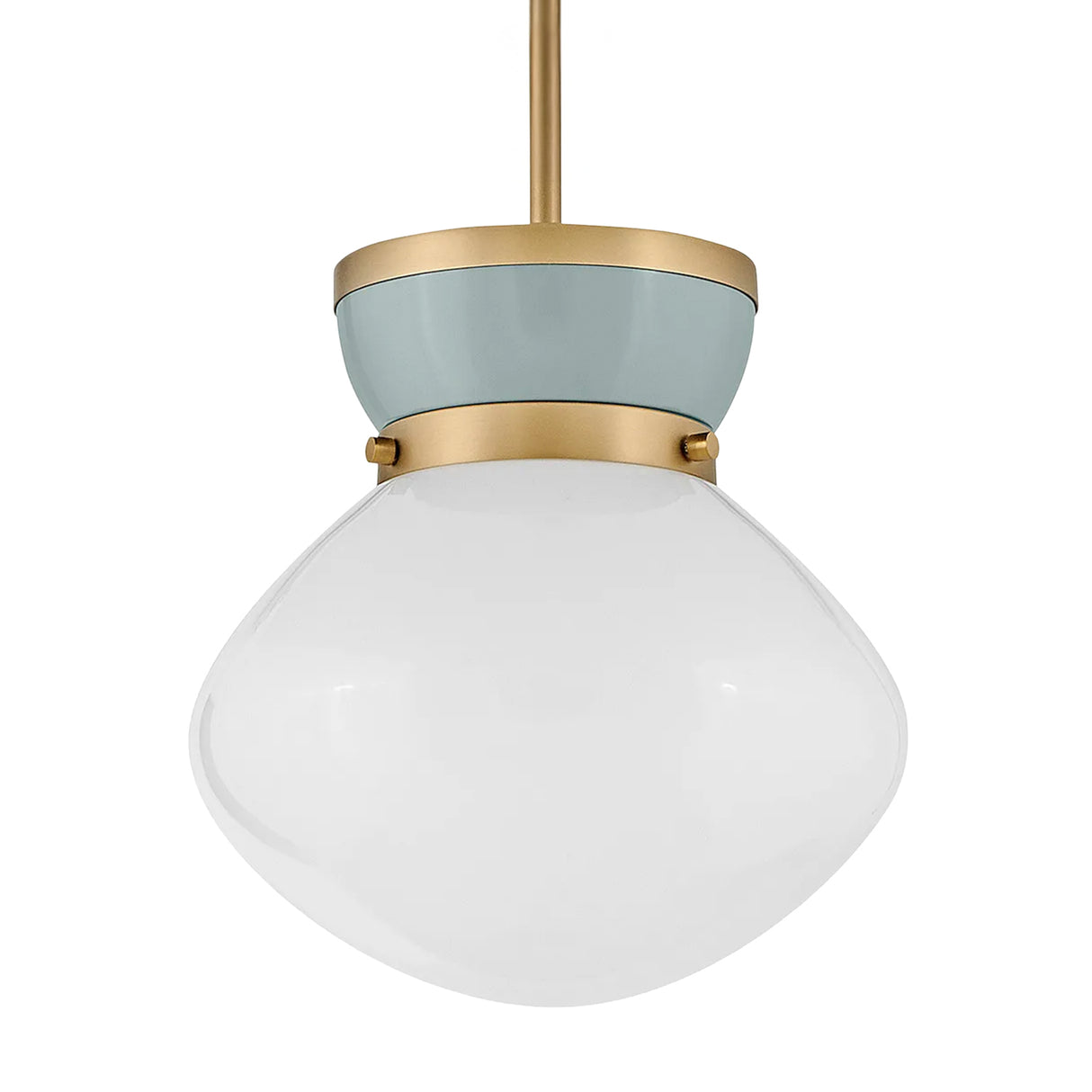 Piper Small Pendant 10", Satin Brass and Aquaverde