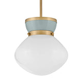 Piper Small Pendant 10", Satin Brass and Aquaverde