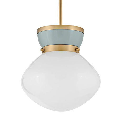 Piper Small Pendant 10", Satin Brass and Aquaverde