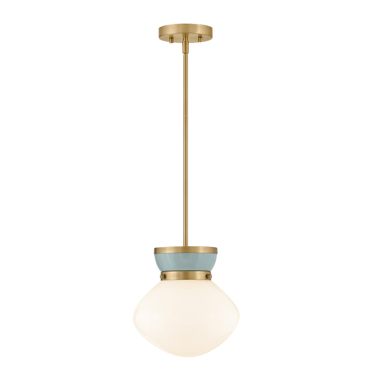 Piper Small Pendant 10", Satin Brass and Aquaverde