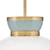 Piper Medium Pendant 15", Satin Brass and Aquaverde