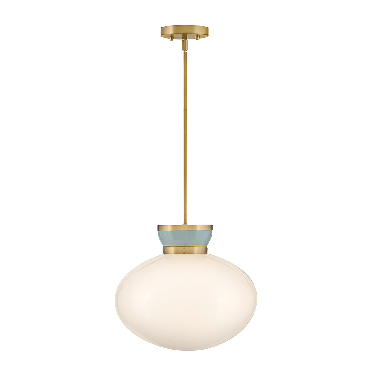 Piper Medium Pendant 15", Satin Brass and Aquaverde