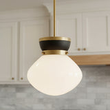 Piper Small Pendant 10, Satin Brass and Black for Modern home with White Shiplap