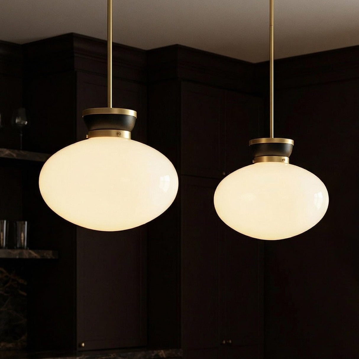 Piper Medium Pendant 15" for Modern home with Dark Brown Wood