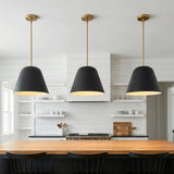 Ursa Pendant 16, Matte Black and Satin Brass for Modern Farmhouse home with White Shiplap