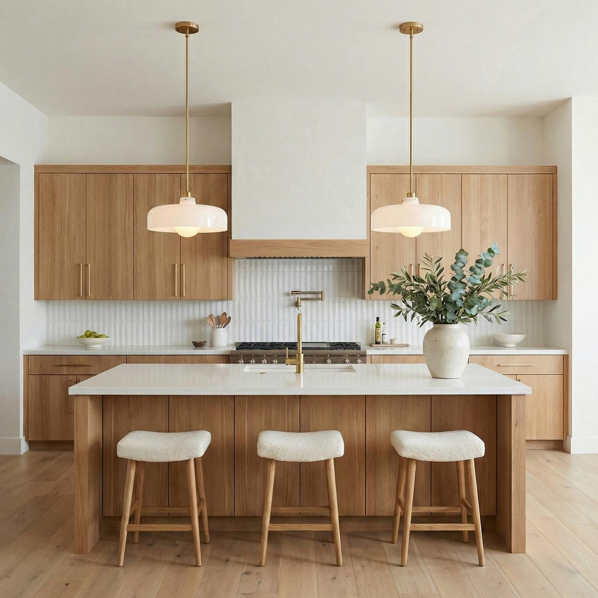 Alder Pendant 15", Satin Brass with Milk Glass