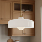 Alder Pendant 15, Satin Brass with Milk Glass for Modern home with Wood Cabinets