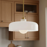 Alder Pendant 15", Satin Brass with Milk Glass