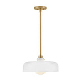 Alder Pendant 15", Satin Brass with Milk Glass