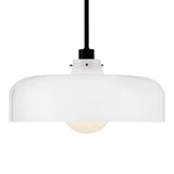 Alder Pendant 15", Black with Milk Glass