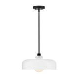 Alder Pendant 15", Black with Milk Glass