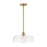 Alder Pendant 15", Satin Brass with Clear Glass