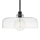 Alder Pendant 15", Black with Clear Glass