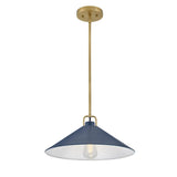 Nyra Pendant 16", Satin Brass and Navy