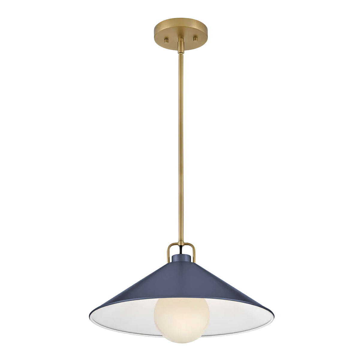 Nyra Pendant 16", Satin Brass and Navy