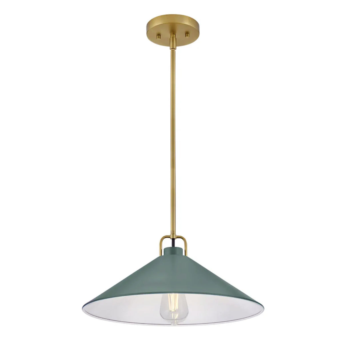 Nyra Pendant 16", Satin Brass and Eucalyptus Green