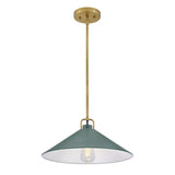 Nyra Pendant 16", Satin Brass and Eucalyptus Green