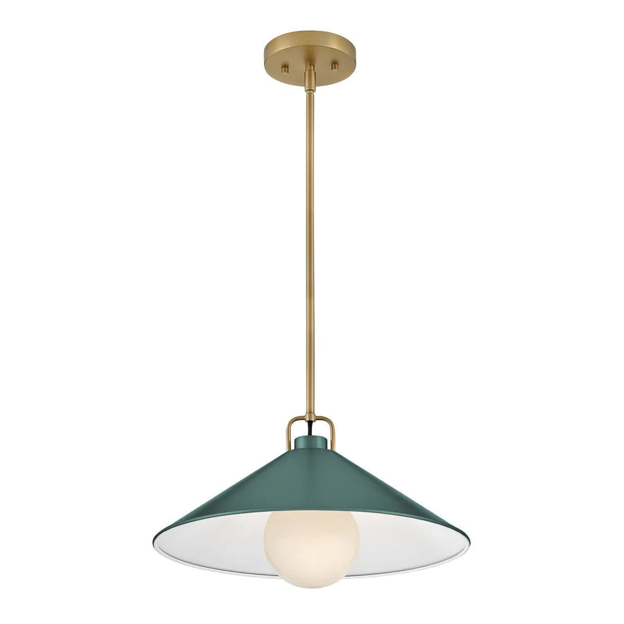 Nyra Pendant 16", Satin Brass and Eucalyptus Green
