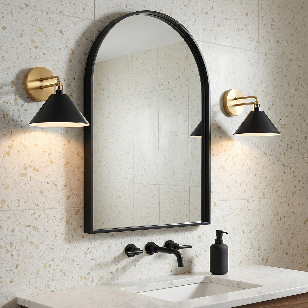 Nyra Wall Sconce 9" for Modern home with White Tile