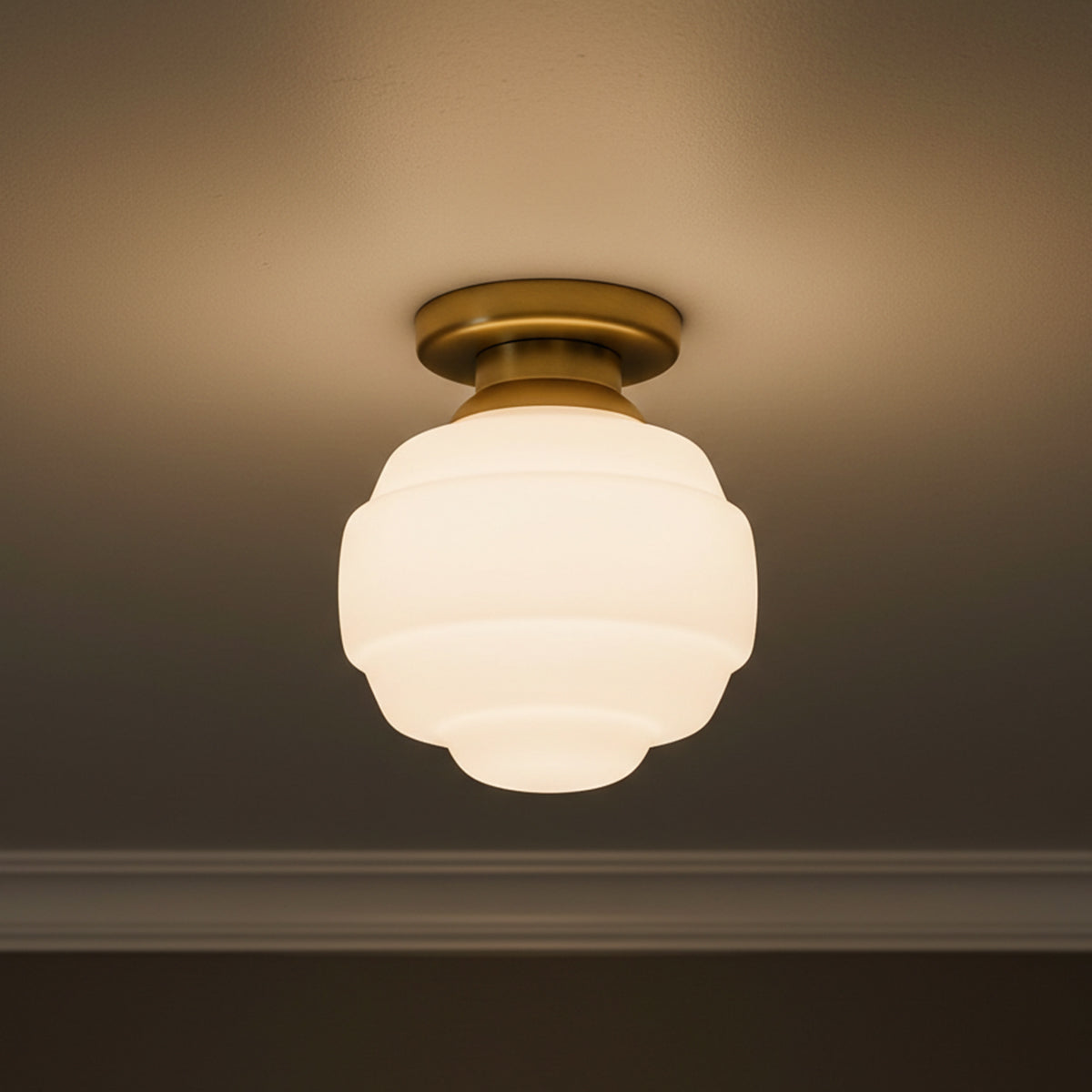 Irving Small Flush Mount 9" for Transitional home with Warm Beige Ceiling