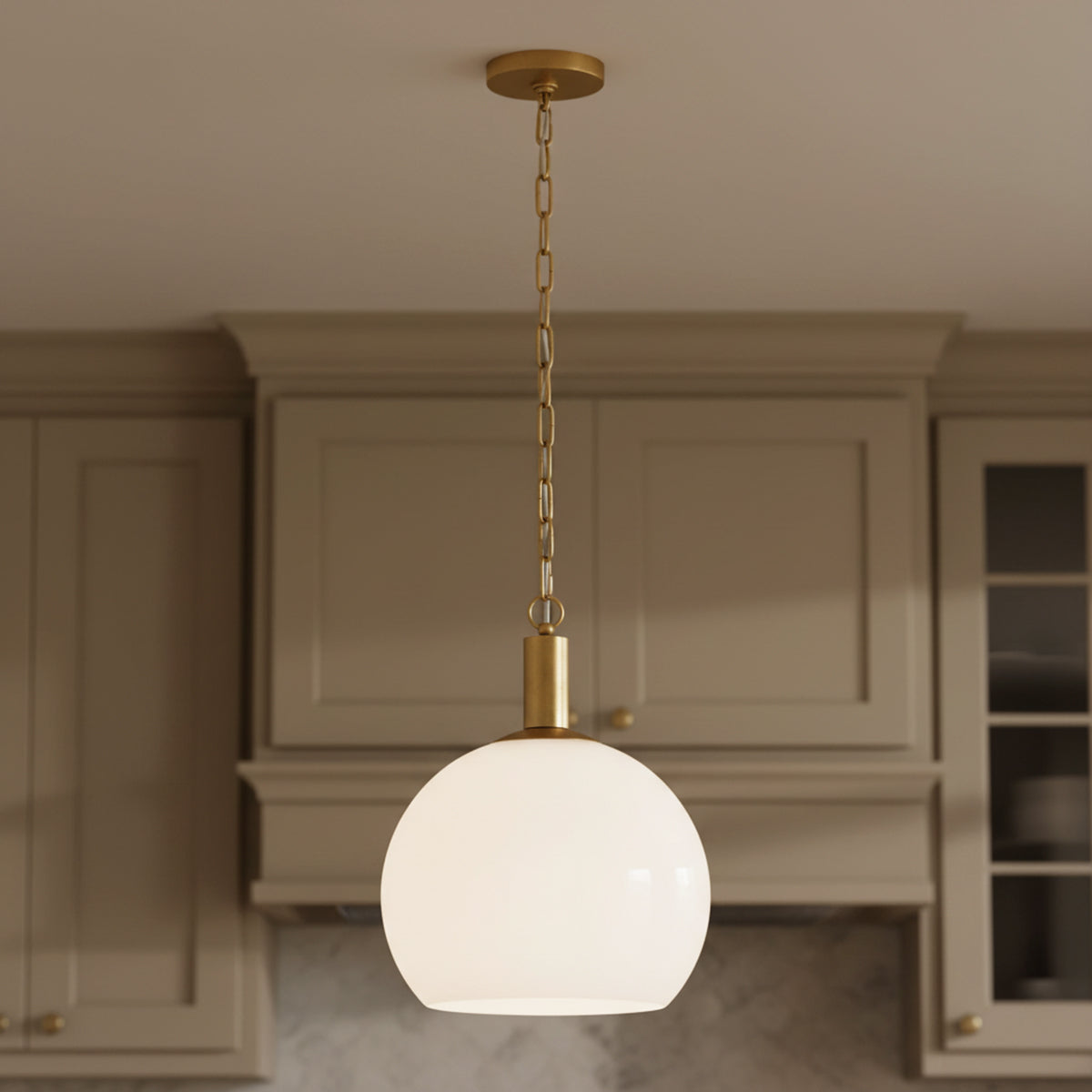 Jolie Pendant 13, Satin Brass for Transitional home with Beige Wood