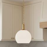 Jolie Pendant 13, Satin Brass for Modern Farmhouse home with Cream Cabinetry