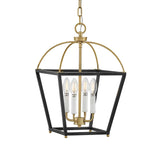 Langford Medium Lantern Pendant 12", Black and Satin Brass