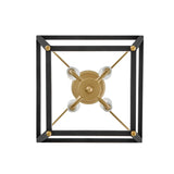 Langford Medium Lantern Pendant 12", Black and Satin Brass
