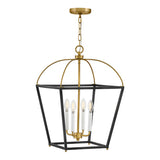 Langford Large Lantern Pendant 16", Black and Satin Brass