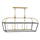 Langford Linear Lantern Pendant 40", Black and Satin Brass