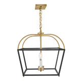 Langford Linear Lantern Pendant 40", Black and Satin Brass