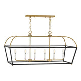 Langford Linear Lantern Pendant 40", Black and Satin Brass