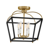 Langford Semi-Flush 13", Black and Satin Brass