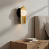 Kassidy Wall Sconce 10, Black and Satin Brass for Modern home with Textured Gray Walls