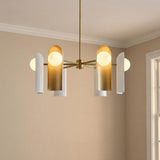 Kassidy 6 Light Chandelier 30", White and Satin Brass