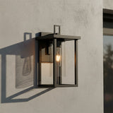 Sinclair Outdoor Wall Light, Small 13" Black for Modern home with Gray Stucco