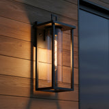 Sinclair Outdoor Wall Light, Medium 17" Black for Modern home with Natural Wood Siding