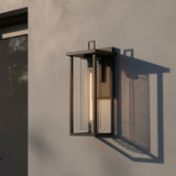 Sinclair Outdoor Wall Light, Large 24" Black for Modern home with Gray Stucco