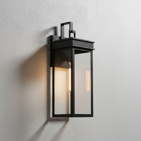 Monterey Outdoor Wall Light, Medium 18" Black for Modern home with Gray Siding