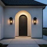 Lorimor Outdoor Wall Light, Medium 15" Black for Modern Farmhouse home with White Stucco