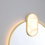 Palmer Large LED Oval Mirror 21" x 45", Satin Brass and Alabaster