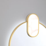 Palmer Large LED Oval Mirror 21" x 45", Satin Brass and Alabaster