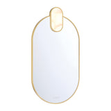 Palmer Medium LED Oval Mirror 21" x 39", Satin Brass and Alabaster