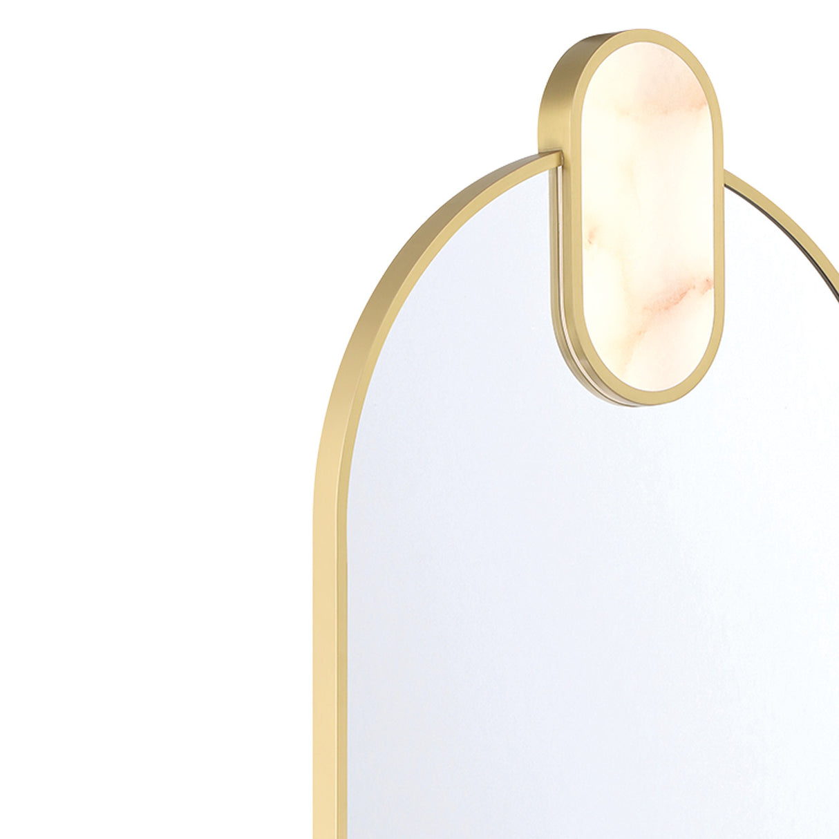 Palmer Medium LED Oval Mirror 21" x 39", Satin Brass and Alabaster