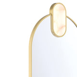 Palmer Medium LED Oval Mirror 21" x 39", Satin Brass and Alabaster
