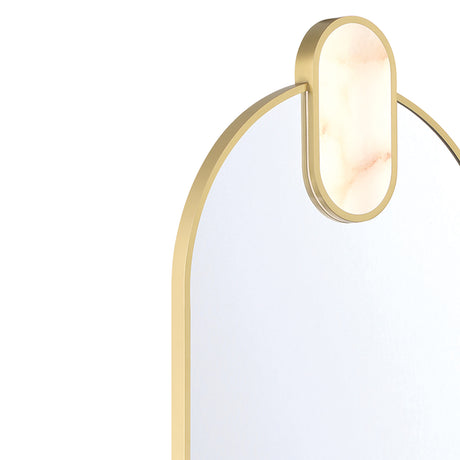 Palmer Medium LED Oval Mirror 21" x 39", Satin Brass and Alabaster