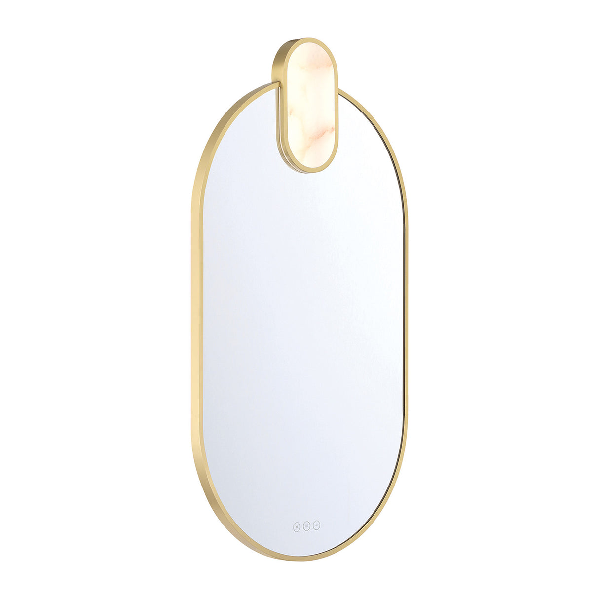 Palmer Medium LED Oval Mirror 21" x 39", Satin Brass and Alabaster