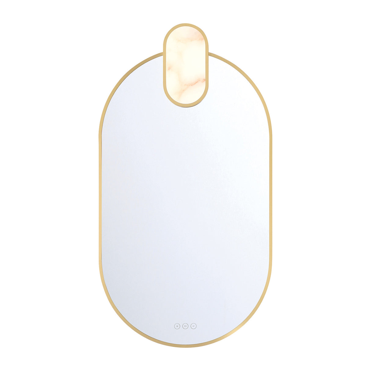 Palmer Medium LED Oval Mirror 21" x 39", Satin Brass and Alabaster