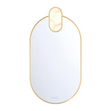 Palmer Medium LED Oval Mirror 21" x 39", Satin Brass and Alabaster