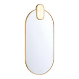 Palmer Large LED Oval Mirror 21" x 45", Satin Brass and Alabaster